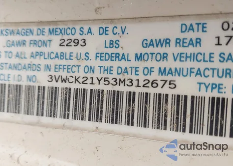 2003 Volkswagen New Beetle Gls из США, поврежденный, VIN 3VWCK21Y53M312675